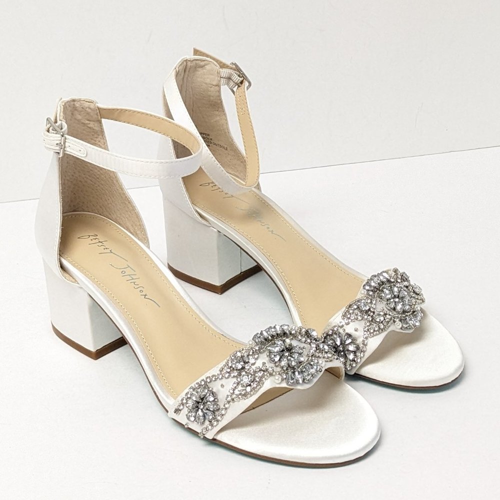 Betsey Johnson Mel Dress Sandals, White, Women's 7 M